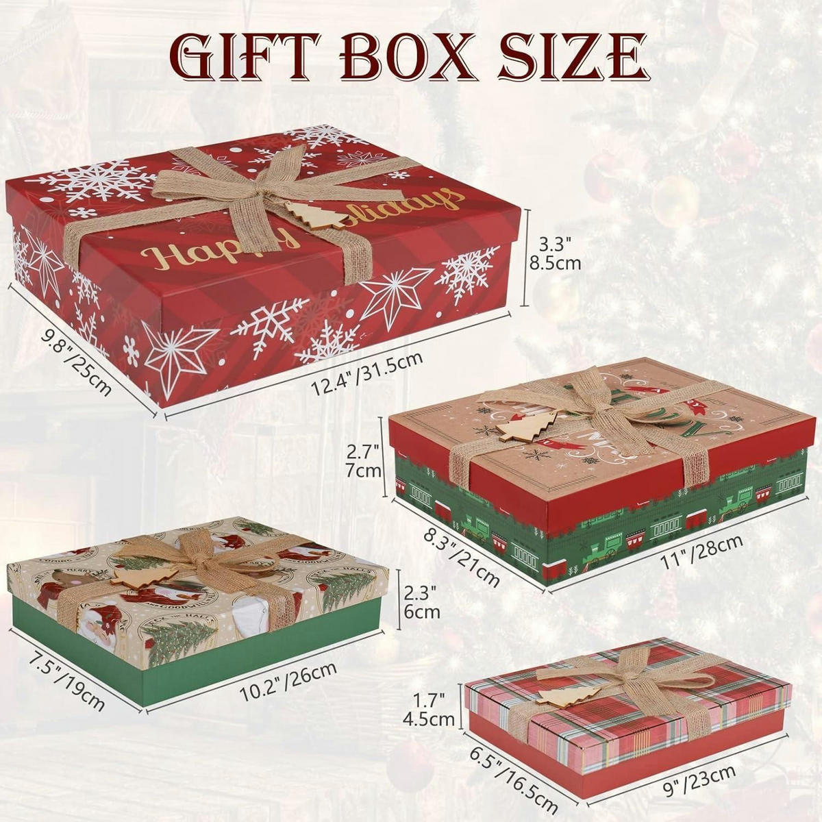 GESCHENKBOX 4er Set Weihnachten Mehrfarbig - Multicolor, Karton (25/6.9/31.5cm)