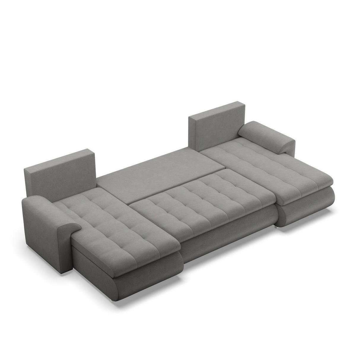 U-SOFA MIT SCHLAFFUNKTION FORESTA, Hellgrau - Hellgrau, Textil (302/89/159cm)