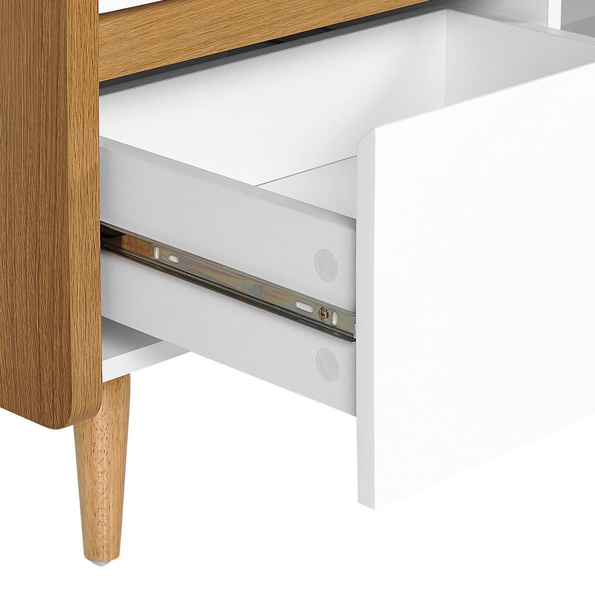 TV-MÖBEL Weiß, Hellbraun CUSTER 40/160/46 cm - Weiß, Holzwerkstoff (160/46/40cm) - Beliani