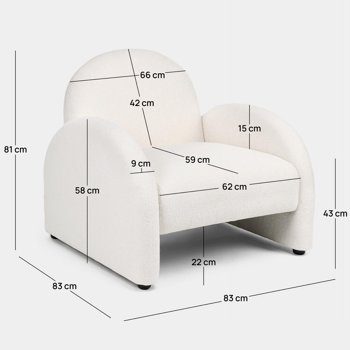 LESESESSEL Liv Beige 83 cm x 81 cm - Beige, Textil (83/81/83cm) - Klast Home