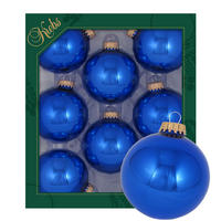CHRISTBAUMKUGELN Uni-Design Victoria Blau 7cm (Glas / 8 Stk.) - Blau, Glas (7/7/7cm) - Krebs Glas Lauscha