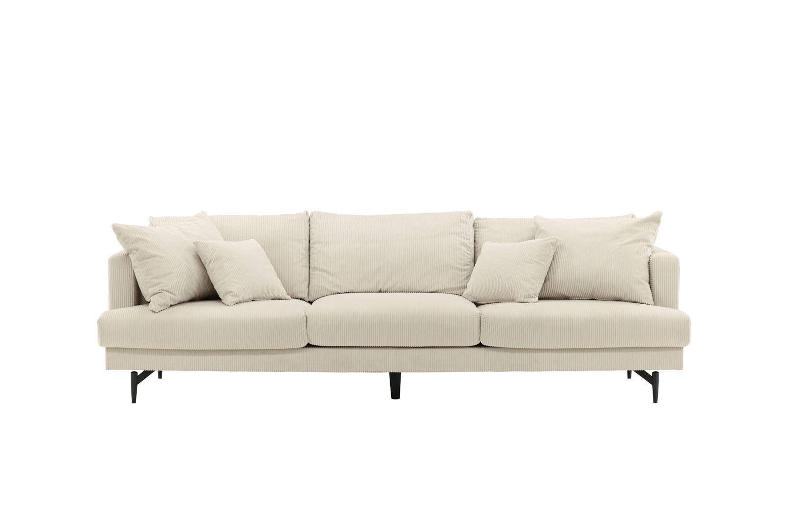 3-SITZER-SOFA Samt beige - Beige, Textil (255/66/86cm) - ebuy24