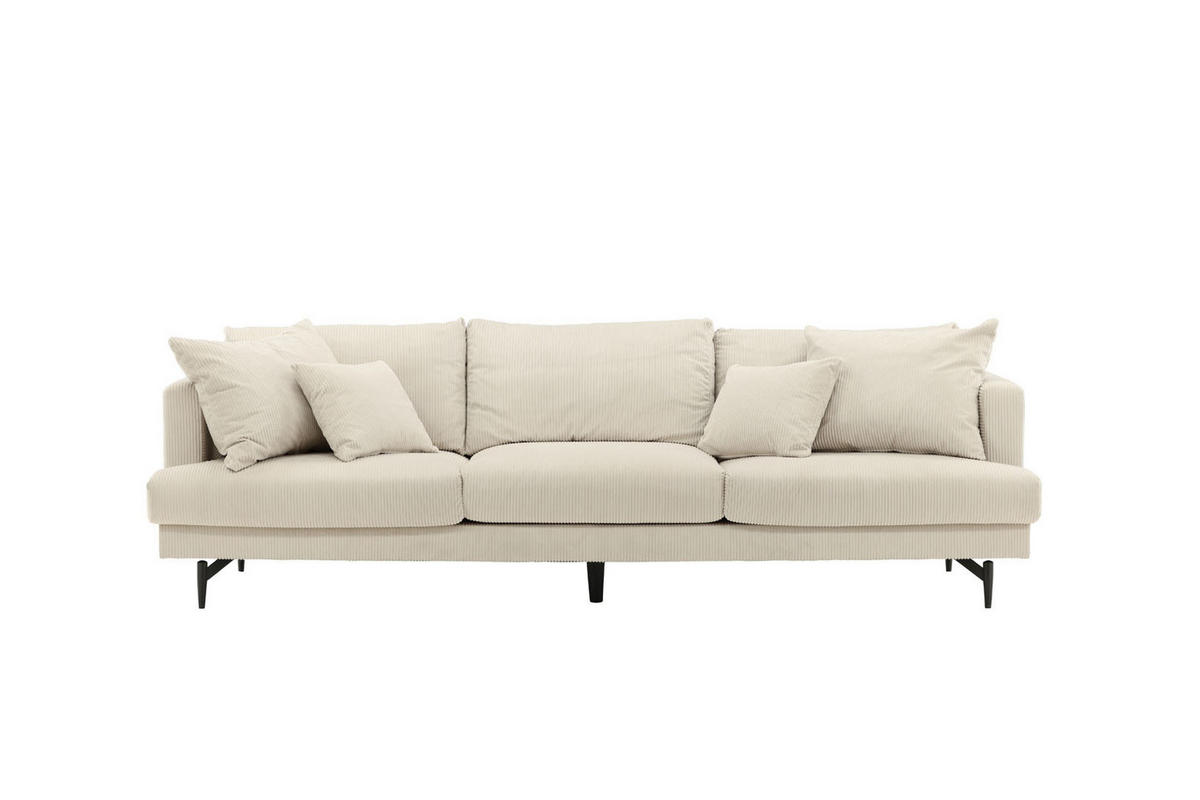 3-SITZER-SOFA Samt beige - Beige, Textil (255/66/86cm) - ebuy24