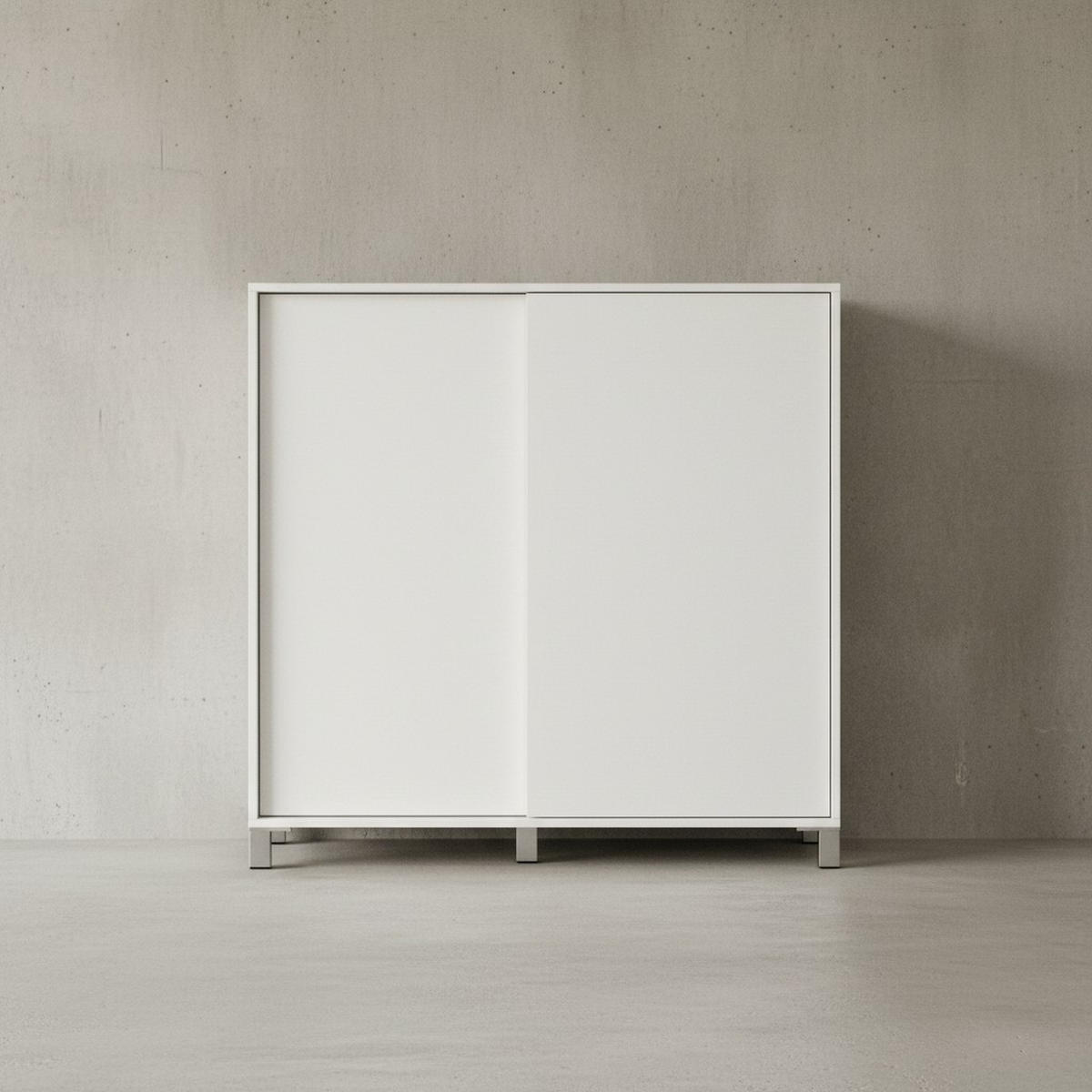 SCHUHSCHRANK Holz für 20 Paar Schuhe mit Schiebetüren, Weiß 100x38x108 cm - Silberfarben/Weiß, Holz/Kunststoff (100/108/38cm) - KADIMA DESIGN