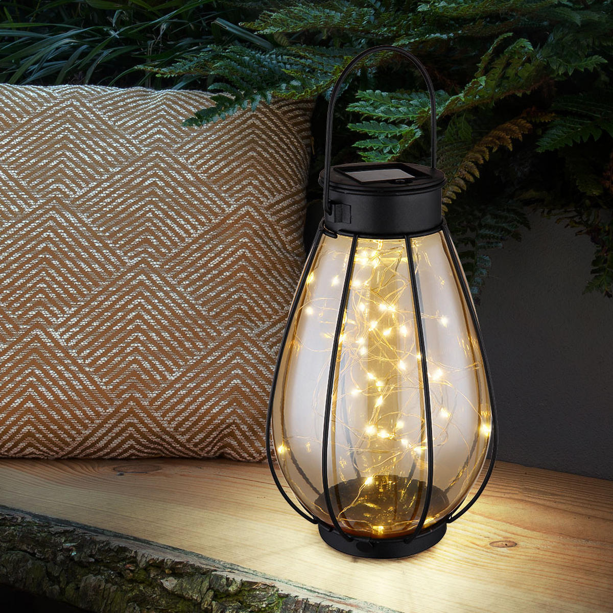 LED AUSSENLEUCHTE Metall Schwarz 2er Set - Schwarz, Glas (12/12/30cm) - Globo Lighting