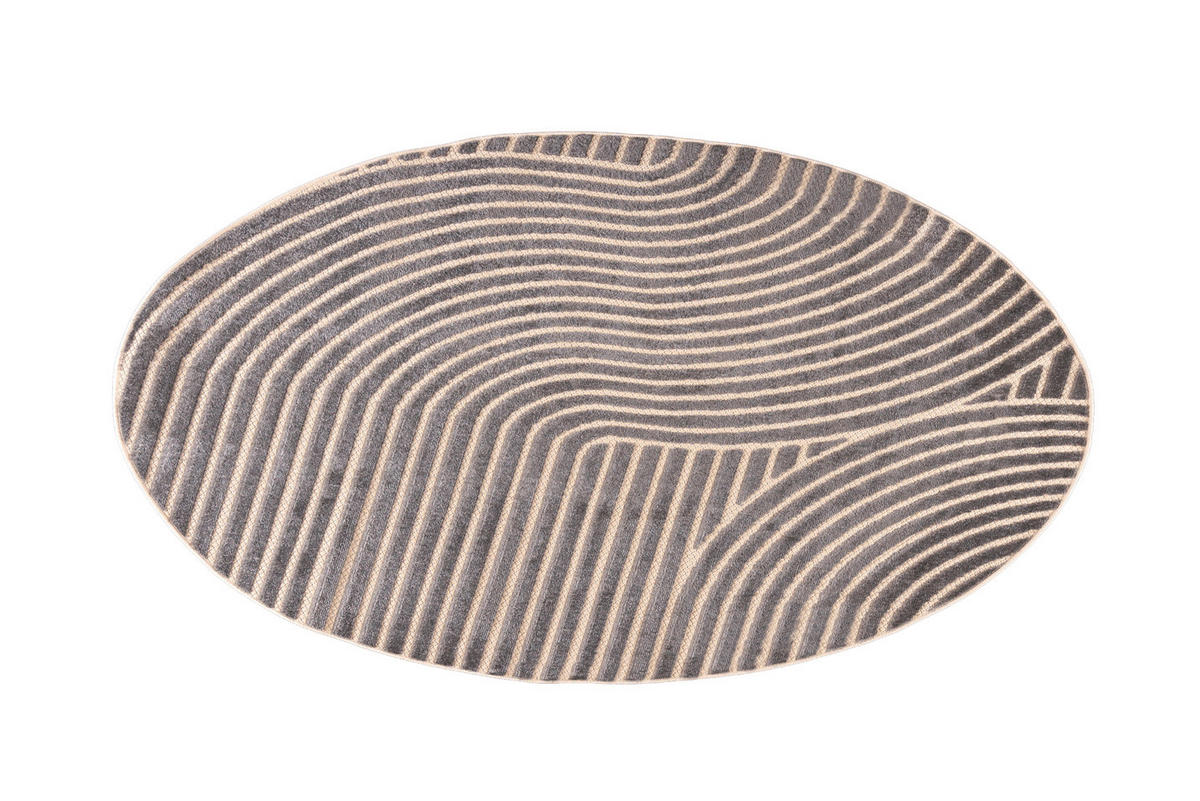 TEPPICH Grau Rund Geometrisch - Kurzflor Rund - Minimalistisch, Stilvoll - 150 x 150 cm - Beige/Grau, Textil (150/150cm) - Mazovia