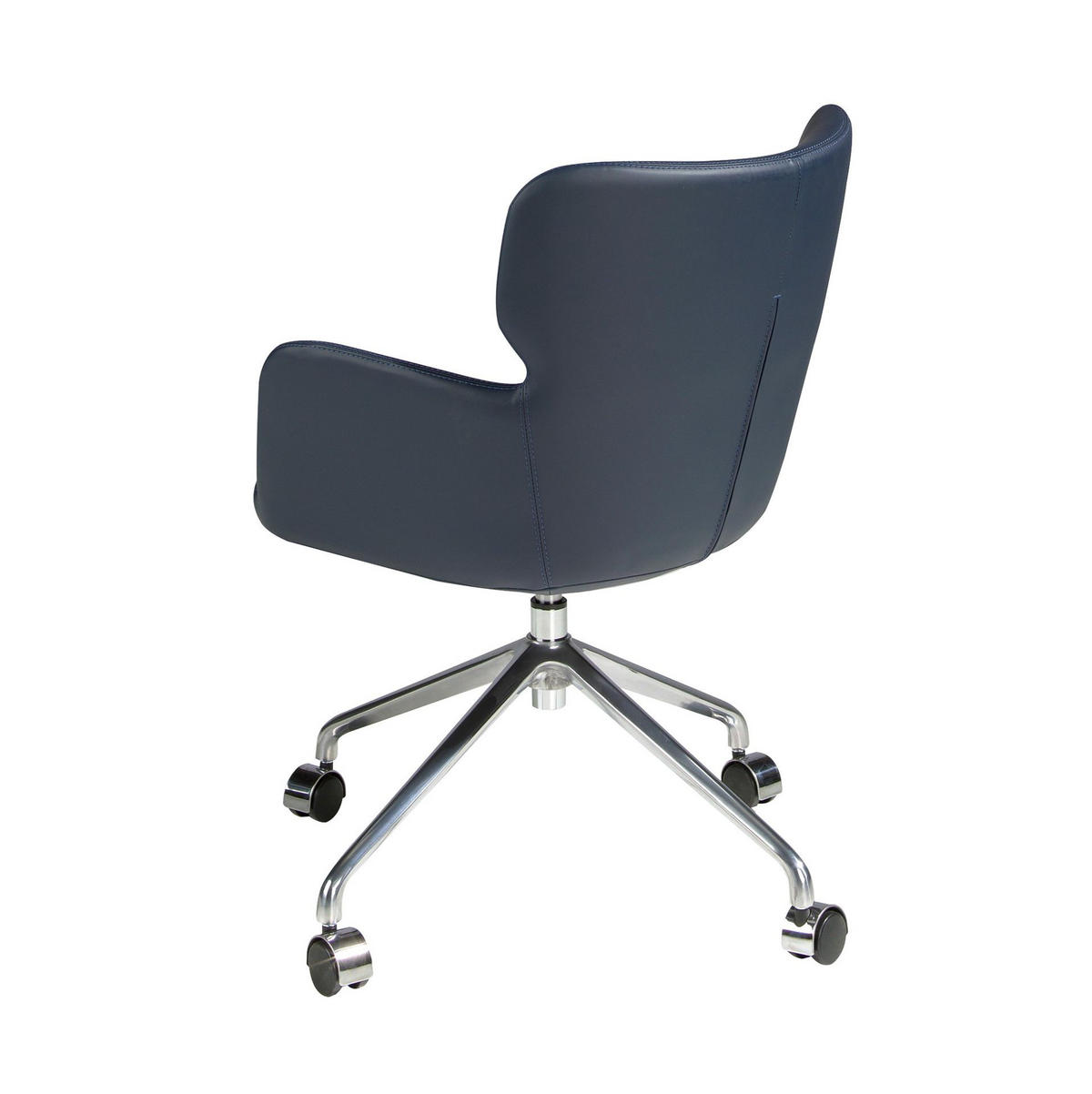 DREHSTUHL Bürodrehstuhl aus blauem Öko-Leder 58/59/80 cm - Blau/Schwarz, Leder (58/80/59cm) - ANGEL CERDA