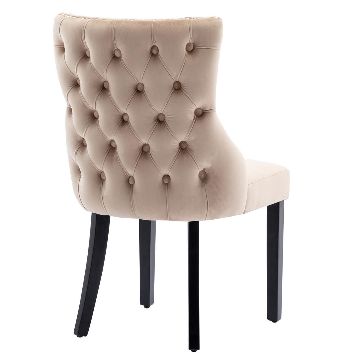 ECKESSESSEL 2er-Set mit Samtbezug und Massivholz, ergonomisch gepolstert, moderner Esszimmerstuhl, beige - Beige, Textil (52/91/50cm) - Luhomfu