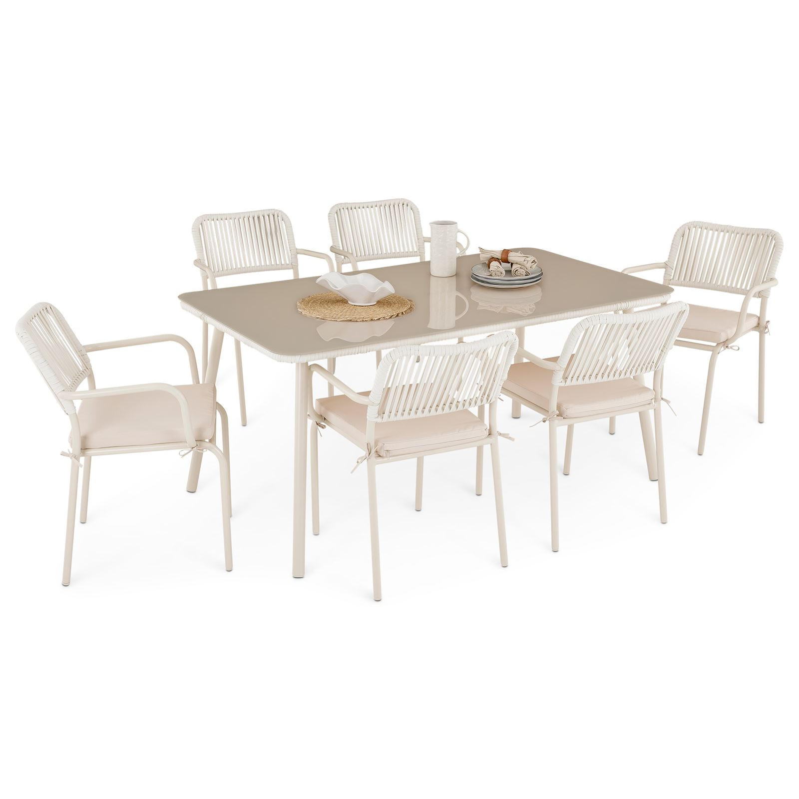 GARTENMÖBEL SET VOLONTE - Beige, Glas/Metall - IDIMEX