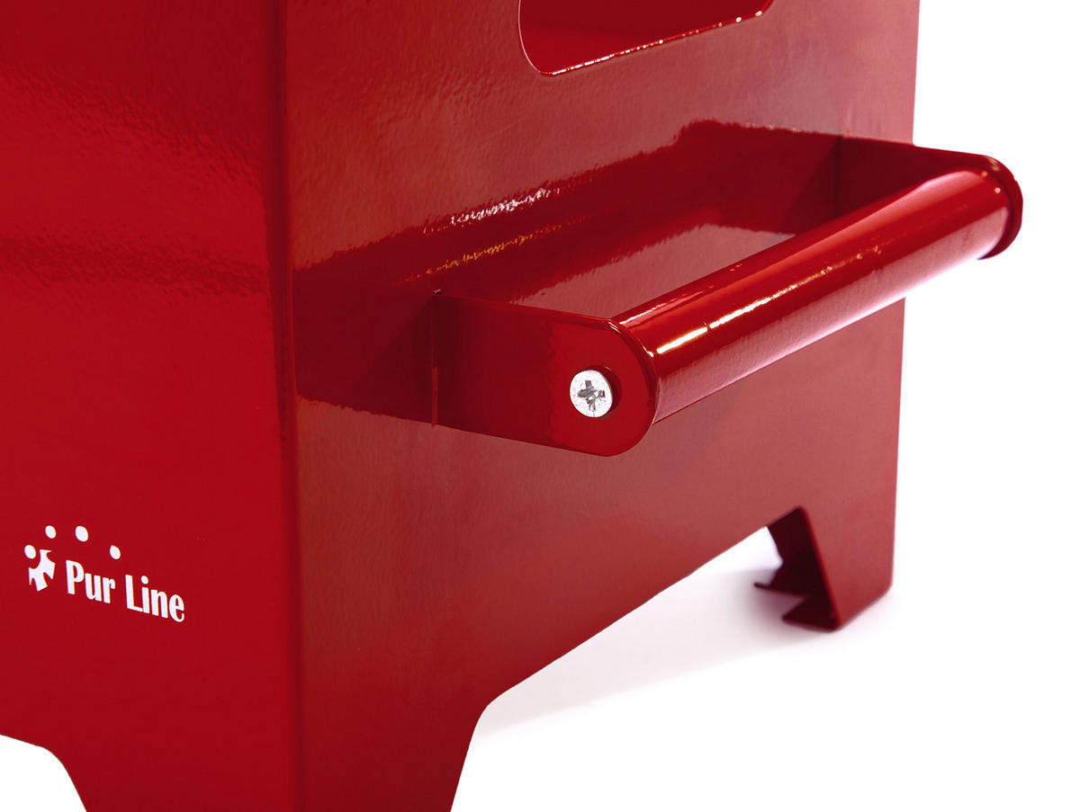 BIOETHANOL-GRILL Rot inklusive 1.2 L-Tank mit Gusseisen-Plancha - Rot, Metall (48/27/33cm) - Purline