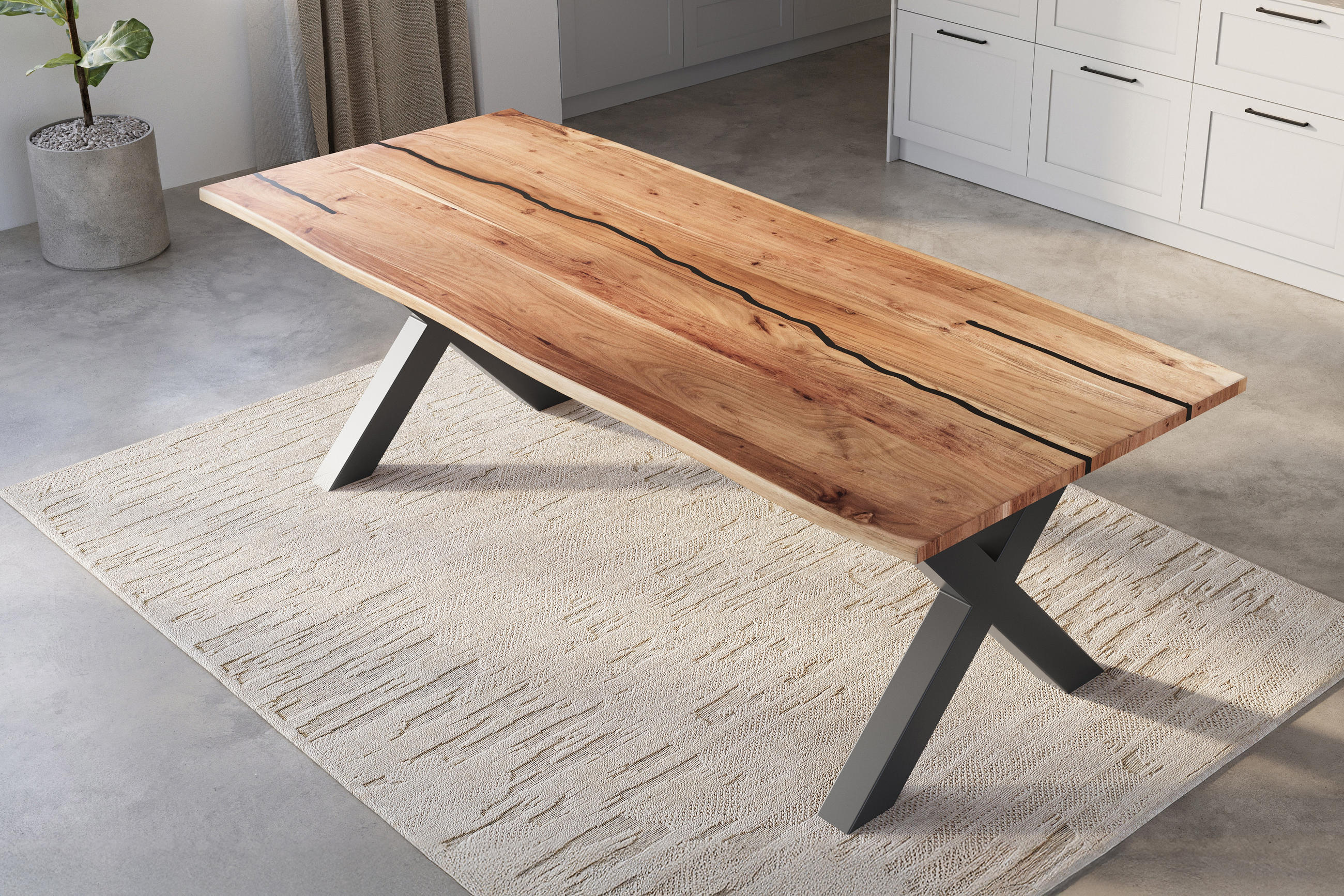 ESSTISCH POLLY - Beige/Schwarz, Holz/Metall (100/260/77cm) - SAM