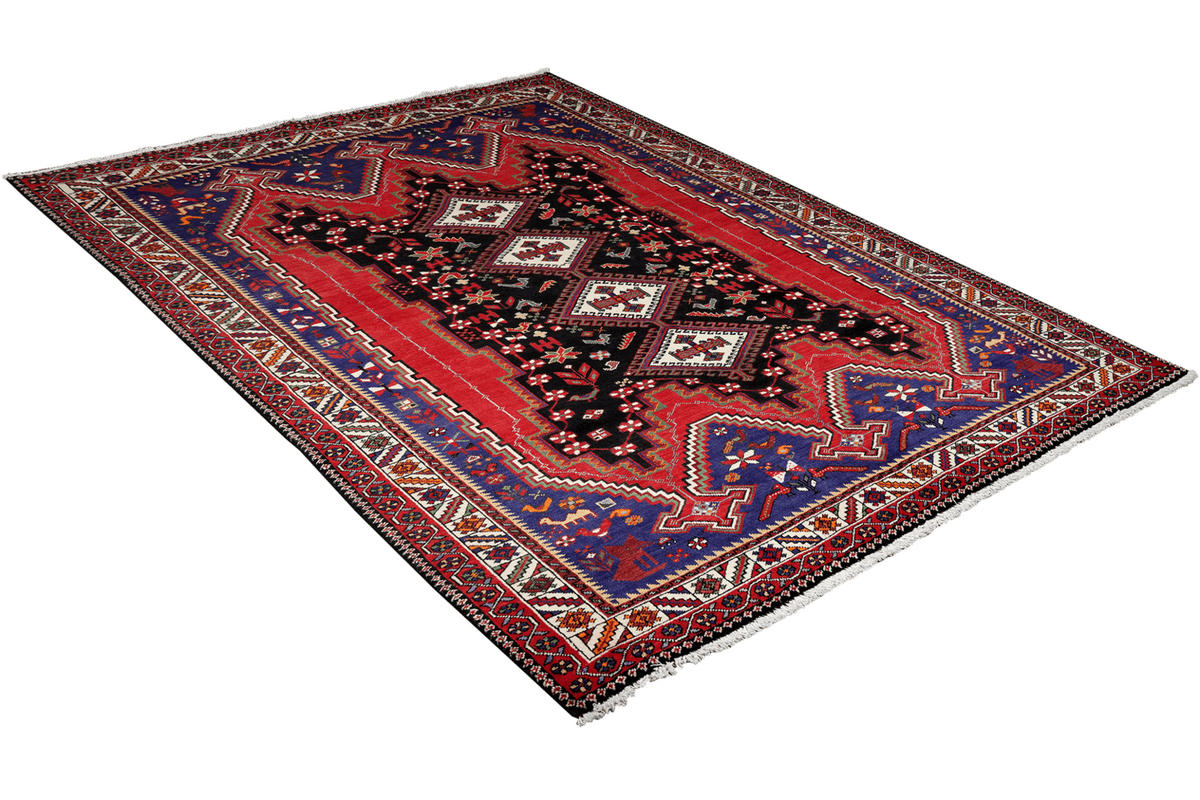 ORIENTTEPPICH handgeknüpft Afshar Rot, Blau 237/165 cm Schurwolle - Blau/Rot, Textil (165/237cm) - Looma