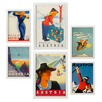POSTER Set Mit 6 Österreich 2 Vollfarbige Illustrationen Von Vintage Tourismus Werbetafeln Aus Der Ganzen Welt Innenarchitektur A3 & A4 Weißer Rahmen - Weiß, Papier (29/3cm) - Nacnic