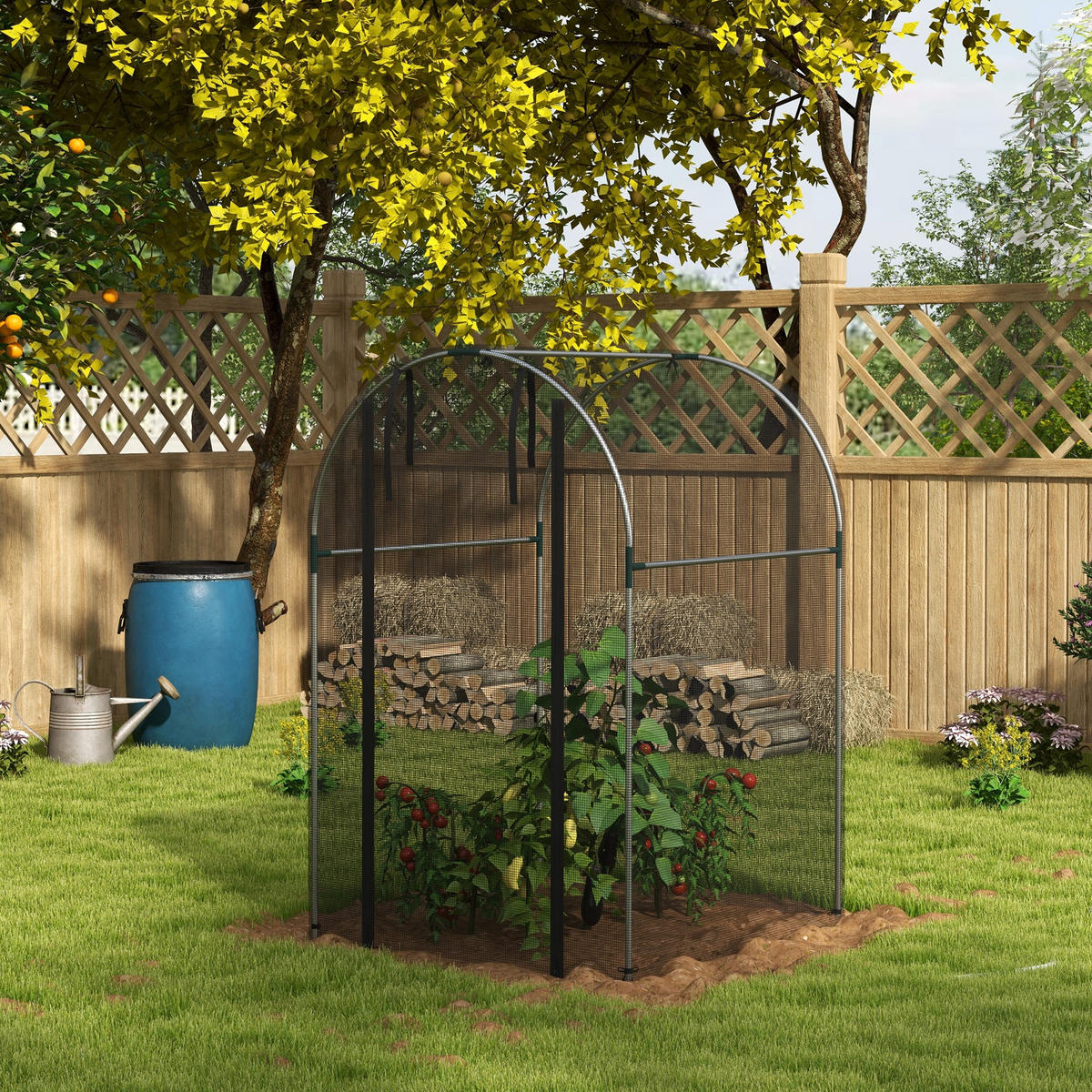 INSEKTENSCHUTZNETZ, für Garten, Balkon, HDPE, Schwarz - Schwarz, Metall (120/188/120cm) - Outsunny