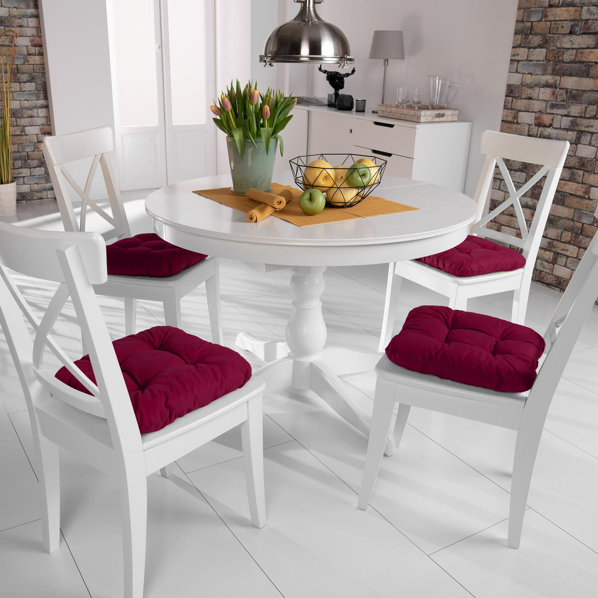 STUHLKISSEN Lisa 40/40/8 cm Rot 4tlg - Rot, Textil (40/40cm) - Beautissu 