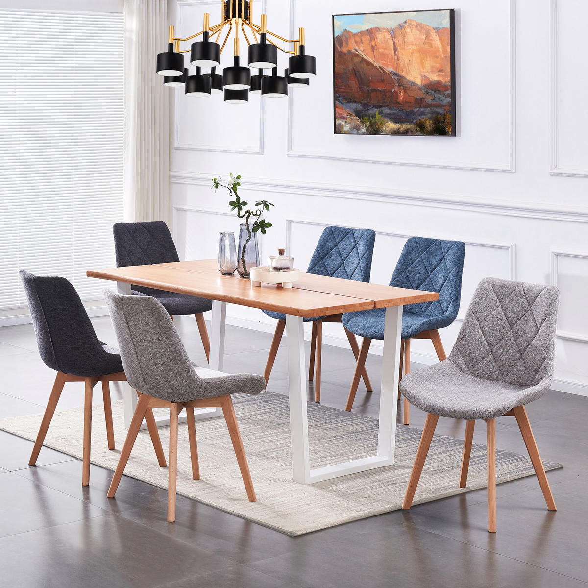 STUHL TANIA Grau 2 Stück - Grau, Holz/Textil (52/88/60cm) - B&D Home