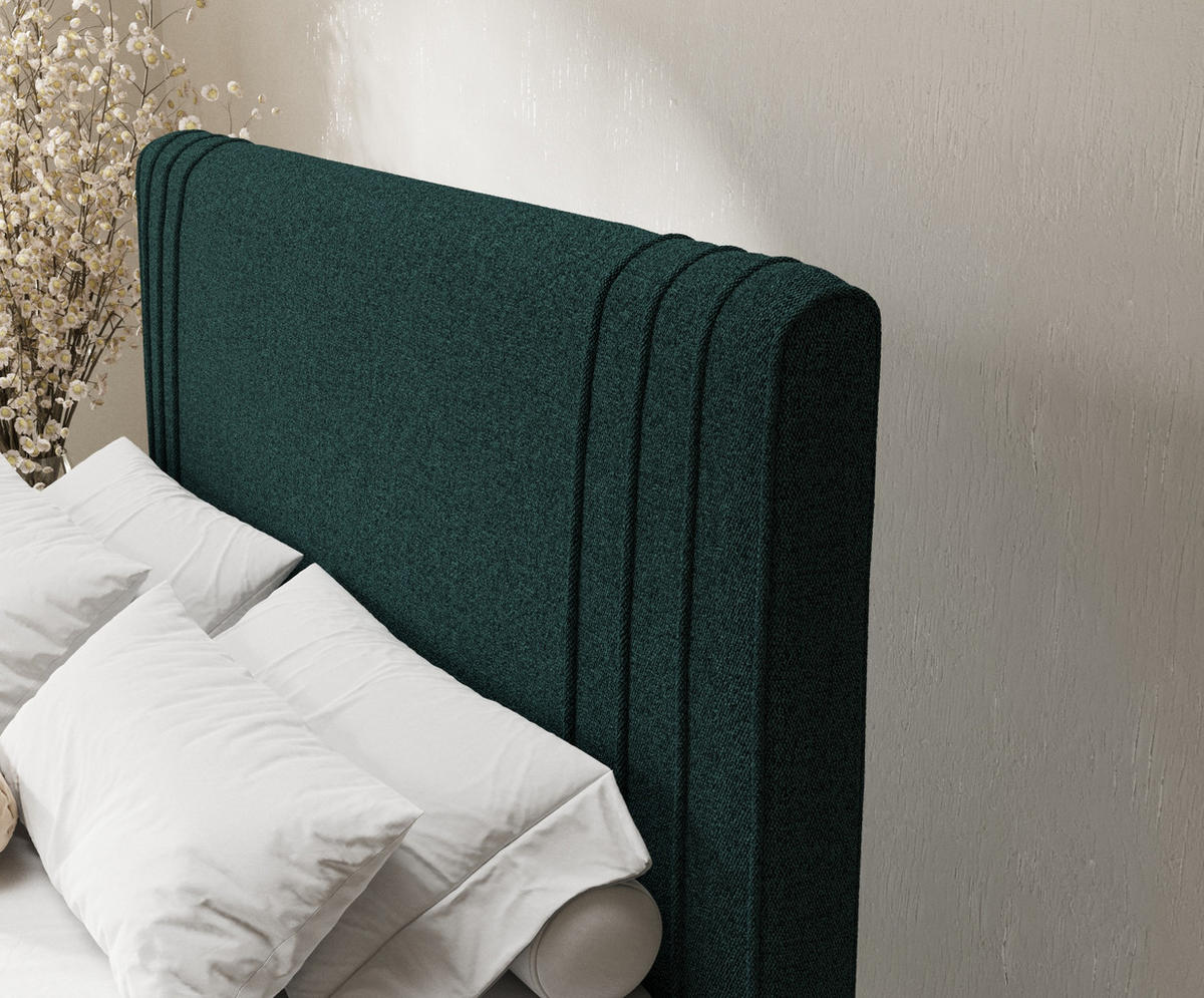 BOXSPRINGBETT Casone Grün 160/200 cm mit Latex-Topper - Silberfarben/Grün, Holz/Holzwerkstoff (160/200cm) - Maison de Reve