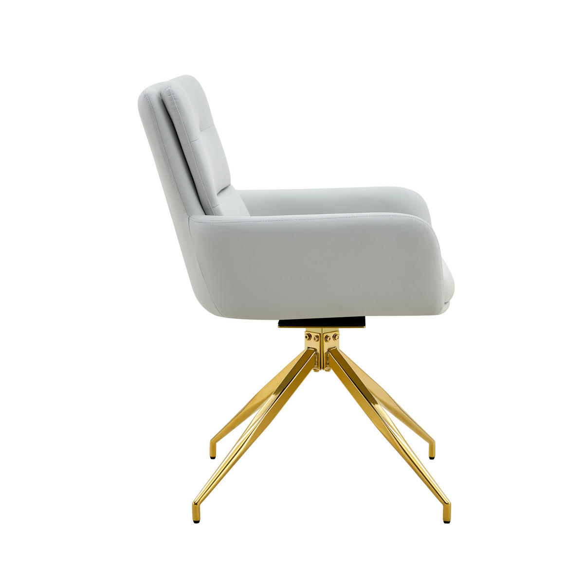 DREHSTUHL 2er-Set 360° drehbar Höhe 85 cm PU Hellgrau Goldfarben - Hellgrau, Metall (50/85/55cm) - Meubliv