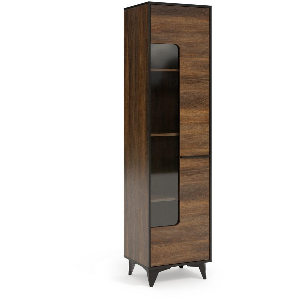 VITRINE Felia mit 1 Tür, Modernes Design - Walnussfarben/Schwarz, Holzwerkstoff (47.5/185/40cm) - Beautysofa