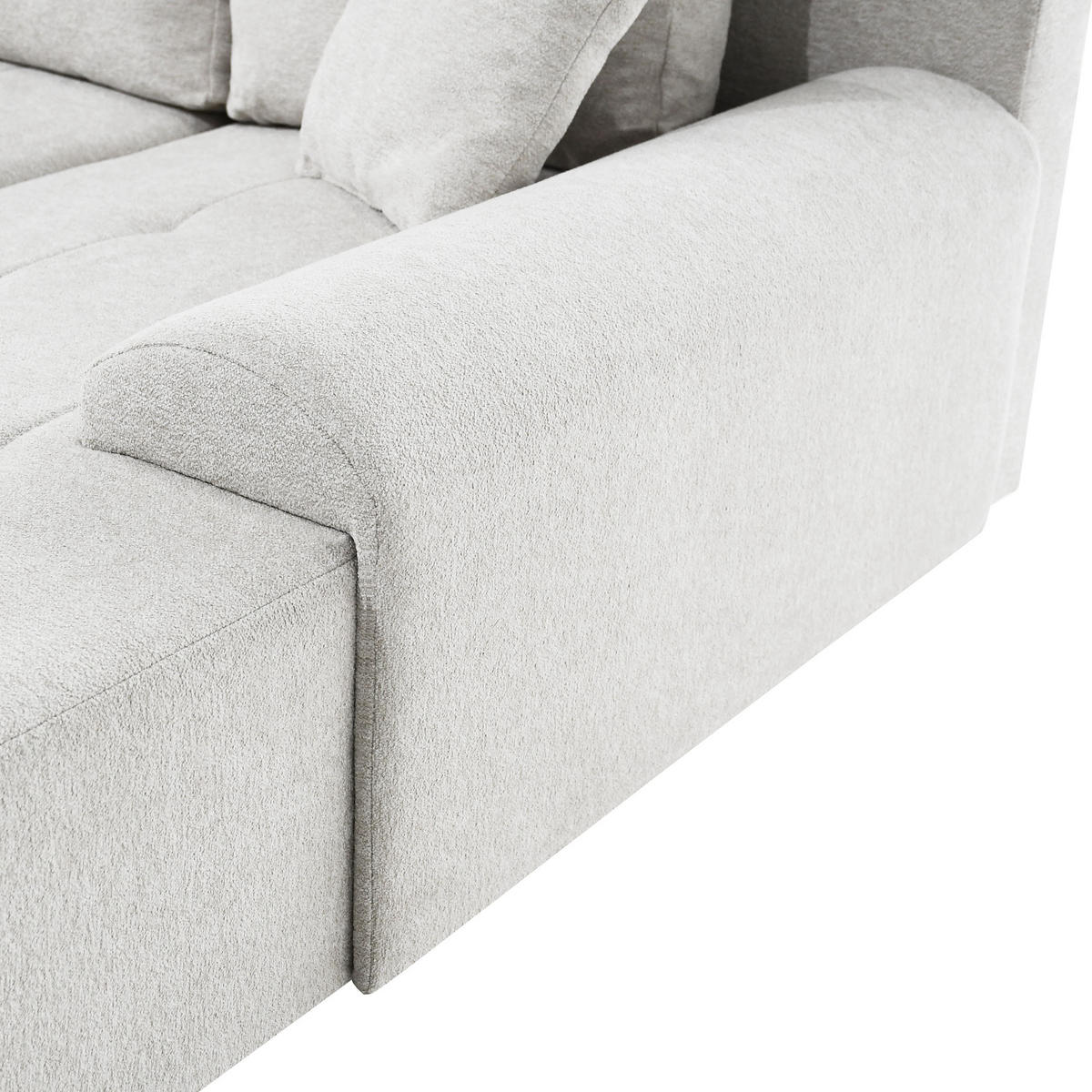 ECKSCHLAFSOFA Dallas mit Bettkasten, 255 cm, Creme, rechts, Velour-Stoff - Beige, Textil (255/175cm) - Beautysofa