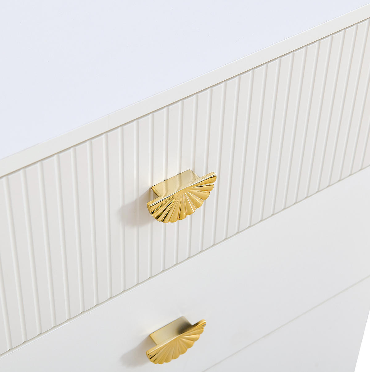 KOMMODE aus MDF 120x40x75cm in Weiß mit 6 Schubladen & Spiegel - Weiß, Holzwerkstoff (120/75/40cm) - Modfu