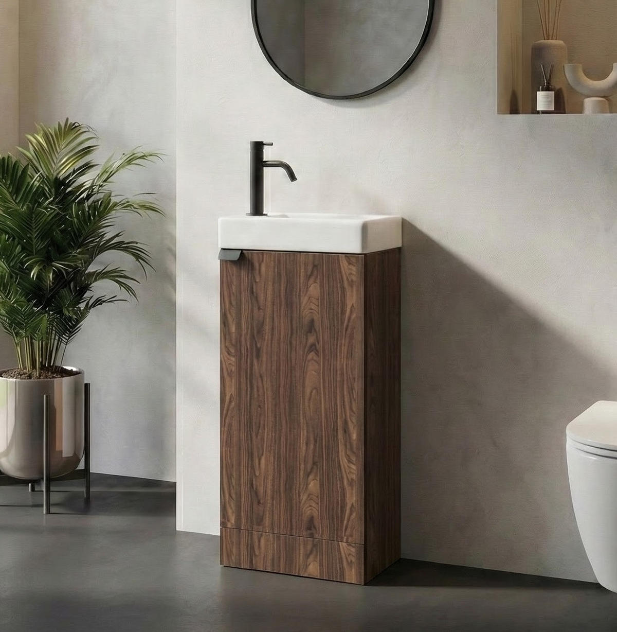 GÄSTE-WC-MÖBELSET Orion 2 Teile Walnuss Braun - 40 x 22 x 88 cm - Walnussfarben/Braun, Holz (40/88/22cm) - Badplaats