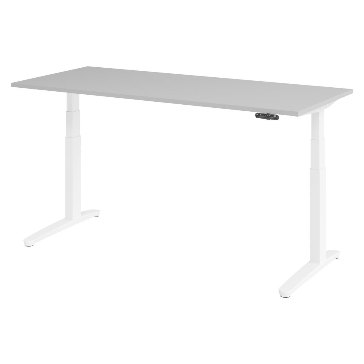 SCHREIBTISCH elektrisch XBHM 80/180/74 cm in Grau/Weiß - Weiß/Grau, Holzwerkstoff (80/180/74cm) - bümö