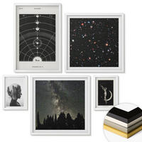 WANDBILDER 5er-Set - 50x50 cm & 20x30 cm & 40x60 cm Weißer Rahmen - Galaxie im Sonnensystem - Weiß, Kunststoff (40/60cm) - ArtPrintCave