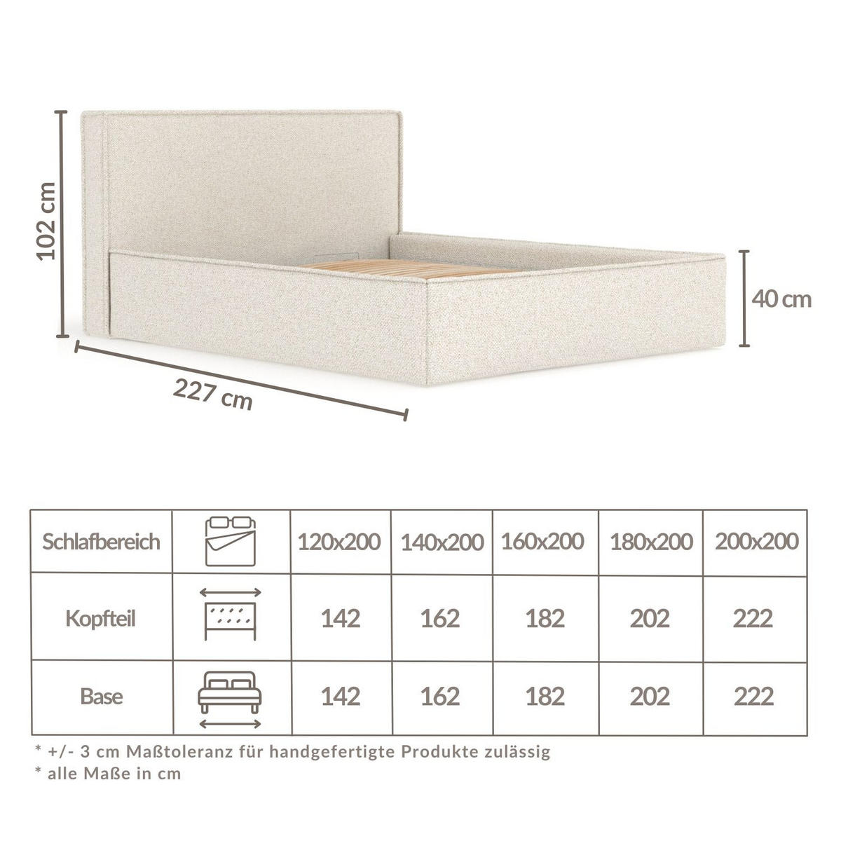 POLSTERBETT Lounge Beige 180/200 cm im Plüschstoff - Beige/Schwarz, Holz/Holzwerkstoff (180/200cm) - Maison de Reve