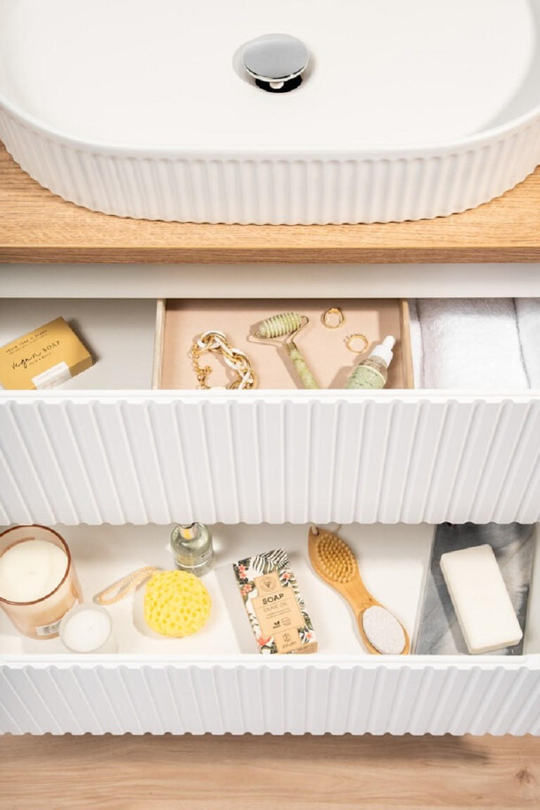 WASCHTISCHUNTERSCHRANK 80 cm 2 Teile - Nova White N BM105 in Weiß/Evoke Eiche - Weiß/Eiche Artisan, Holz (80/57/40cm)