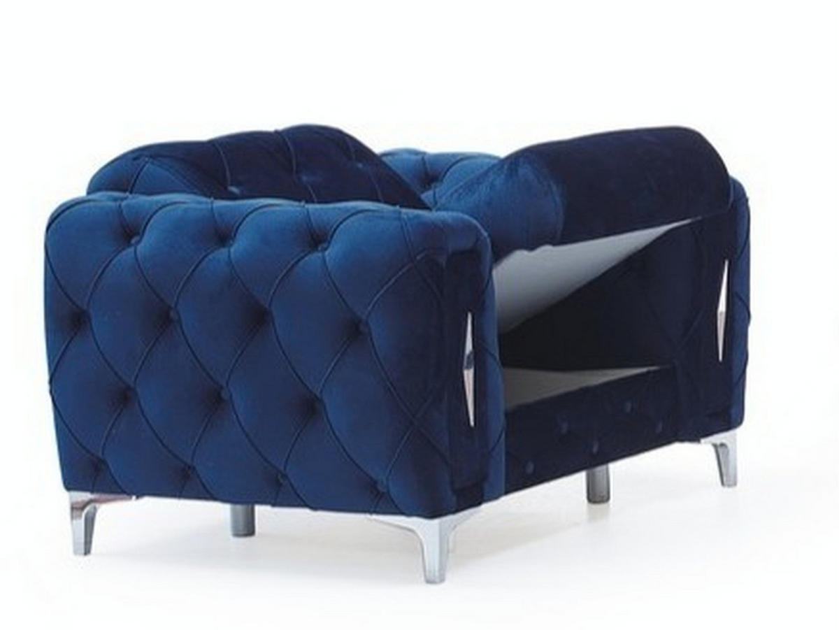 SITZGARNITUR Patna, Blau Stellvariante 3+3+1 - Blau, Holzwerkstoff/Kunststoff (245/80/100cm)