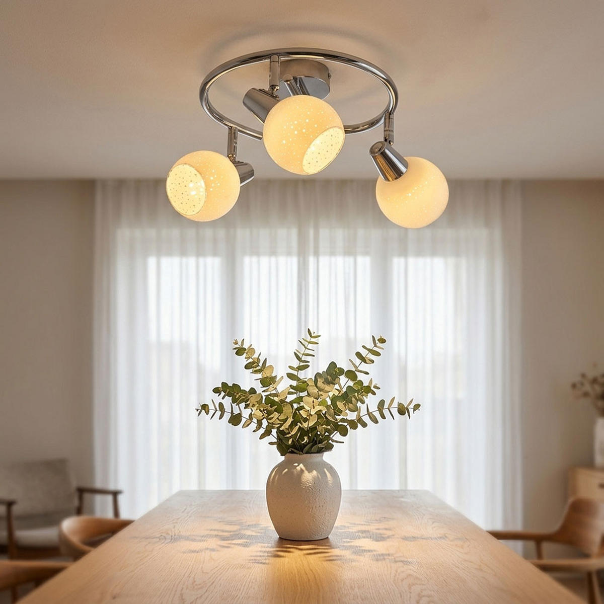 LED DECKENLEUCHTE Metall Chrom Silber - Silberfarben, Glas (12/25/25cm) - Nowa