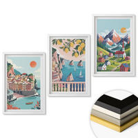 WANDBILDER 3er-Set - 40x60 cm Weißer Rahmen - Farbenfrohe Berge und Städte - Weiß, Kunststoff (40/60cm) - ArtPrintCave