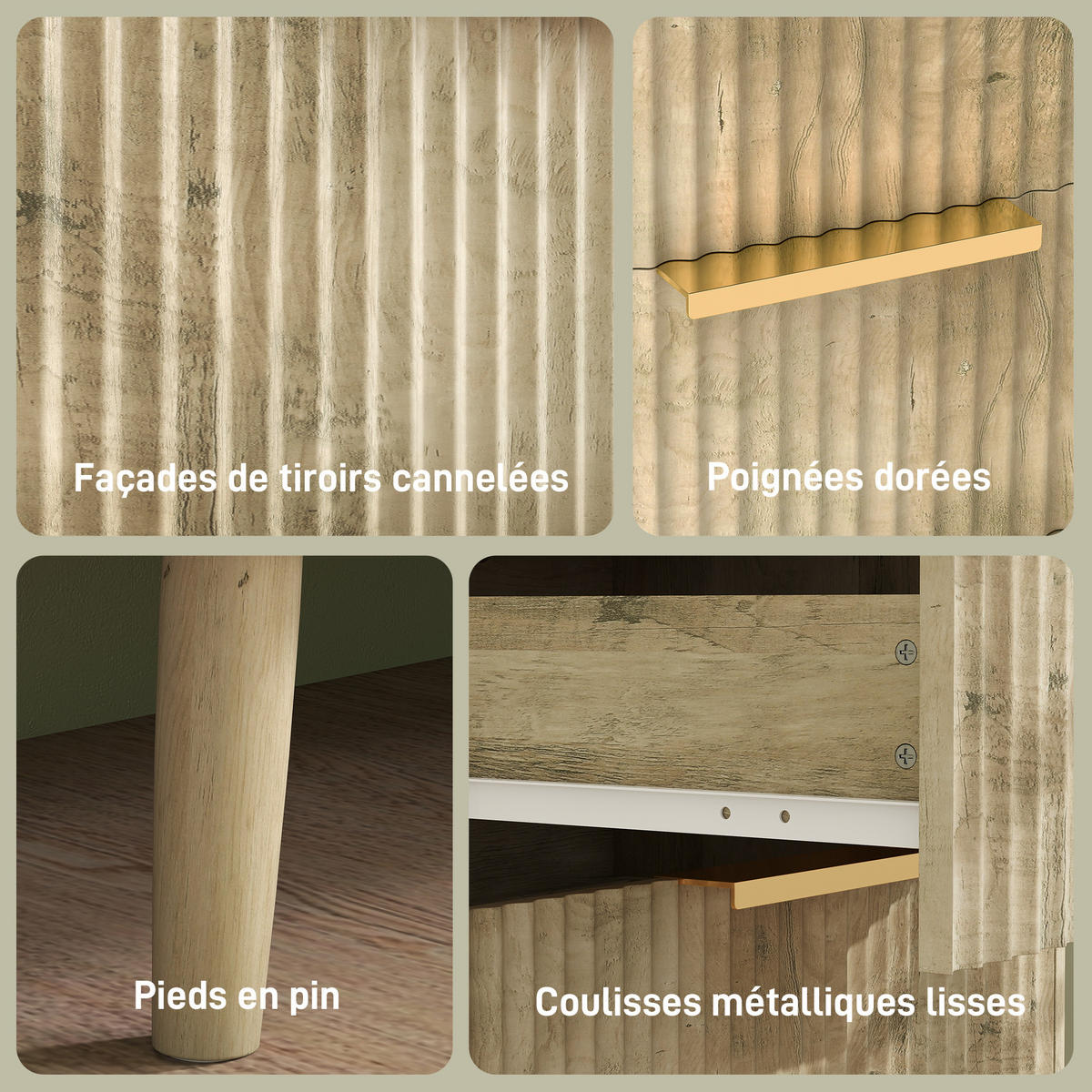 KOMOODE DE-12884 6 Schubladen, skandinavisch Eiche - Eichefarben, Holzwerkstoff (120/76/40cm) - ComfortXL