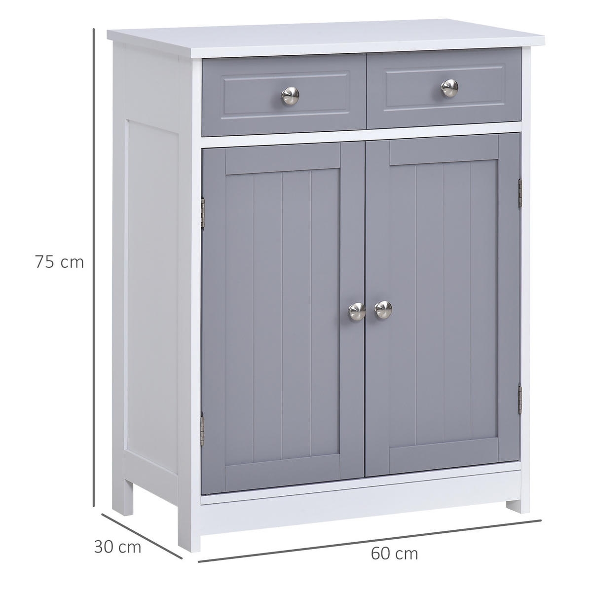 MIDISCHRANK DE-17310 mit 2 Schubladen & verstellbarem Regal Grau - Grau, Holzwerkstoff (30/75/60cm) - ComfortXL