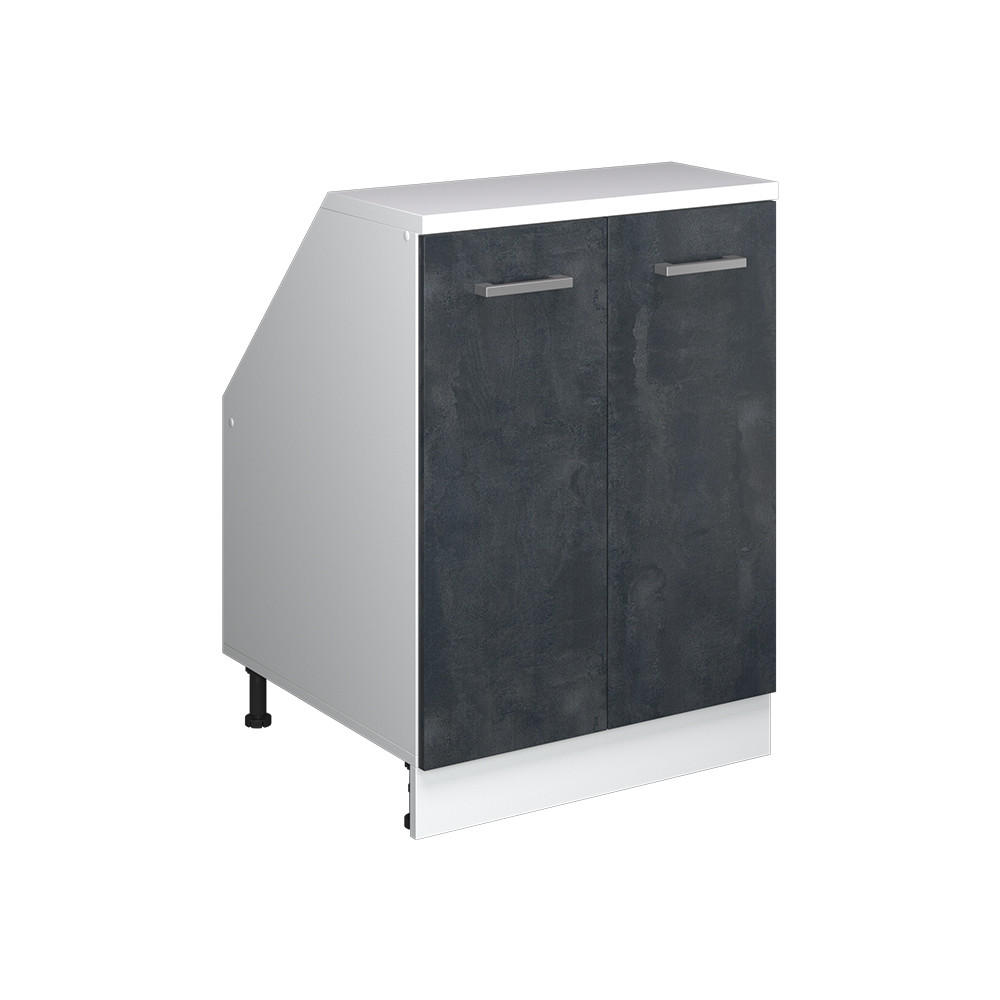 Vicco KUCHYŇSKÁ SKŘÍŇKA POD ŠIKMOU STŘECHU R-Line Černý beton 60 cm se 2 dveřmi, korpus skříně hloubka 60 cm