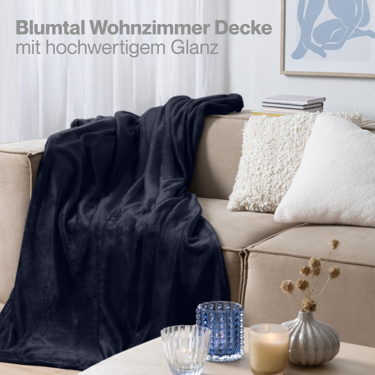 KUSCHELDECKE Anton 150/200 cm, Dunkelblau - Dunkelblau, Textil (150/200cm) - Blumtal