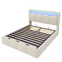 STAURAUMBETT 140/200 cm mit Hydraulik-Stauraum und LED, DE-41698, in Beige - Beige, Metall (140/200cm) - ComfortXL