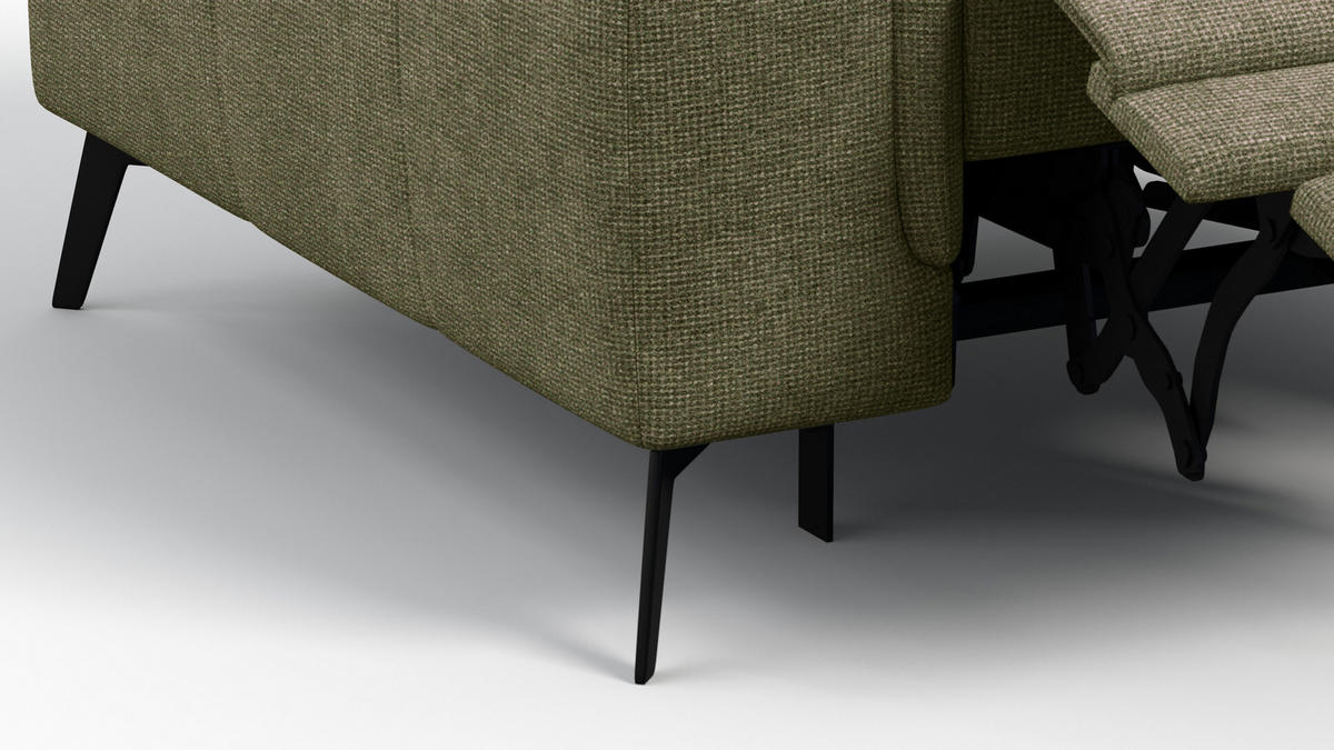 SESSEL FIERO mit Relaxfunktion, olivgrün - Schwarz/Olivgrün, Holzwerkstoff/Textil (114/82/103cm) - Courtois Laville