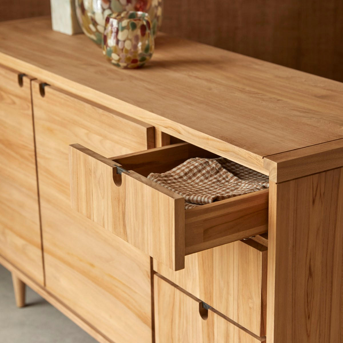 SIDEBOARD Jonàk Natur aus Teak - Naturfarben, Holz (145/76/45cm) - Tikamoon