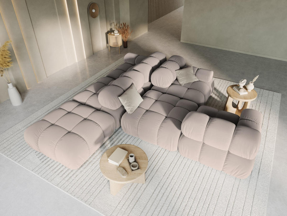 MODULARES-SOFA rechts Bellis aus Samt beige 4 Sitzplätze - Beige, Textil (94/63/282cm) - Micadoni