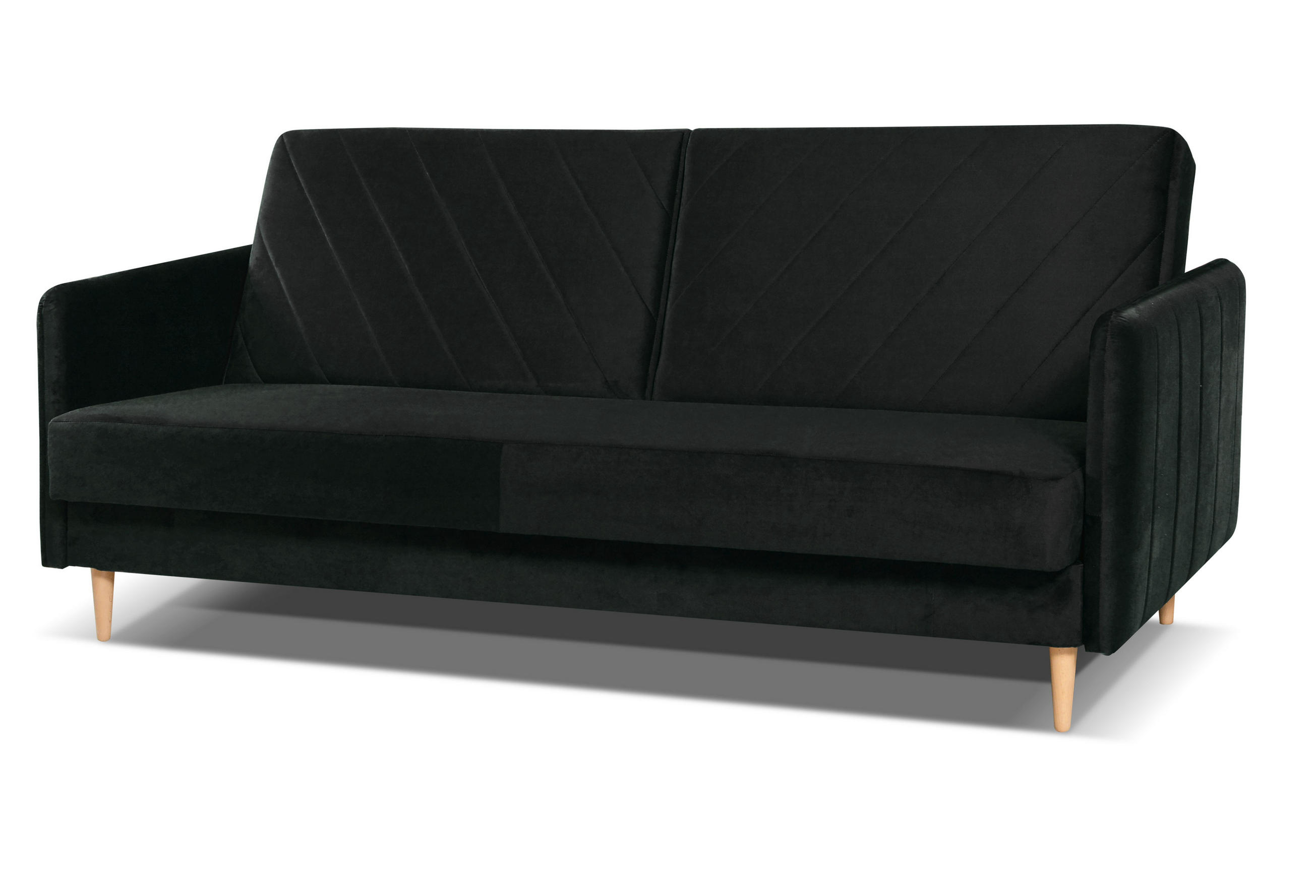 SCHLAFSOFA Vesto Schwarz Velours - Bettkasten - 207x93 cm - Schwarz, Holz/Holzwerkstoff (207/93/93cm) - Ravio