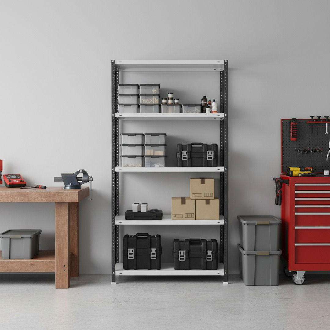 SCHRAUBREGAL PANDA | HxBxT 180x80x30cm | 5 Fachböden | Fachlast 100kg | Anthrazit-Weiß - Anthrazit, Metall (80/180/30cm) - PROREGAL