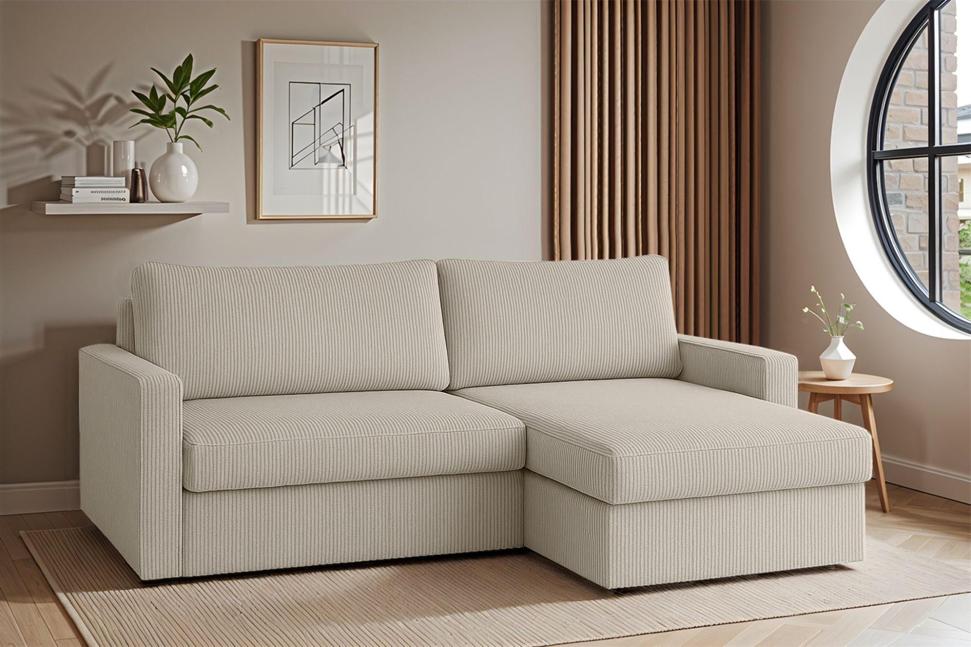 ECKSOFA Bendik In Poso - Weiß, Holzwerkstoff/Textil (224/140cm) - Fun Möbel