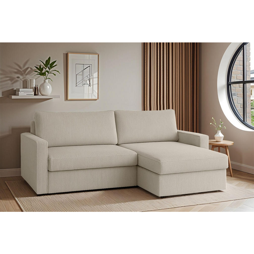 Thumbnail - Fun Möbel Ecksofa, Weiß, Textil, Ottomane rechts, 224x140 cm, Wohnzimmer, Sofas & Couches, Wohnlandschaften, Ecksofas
