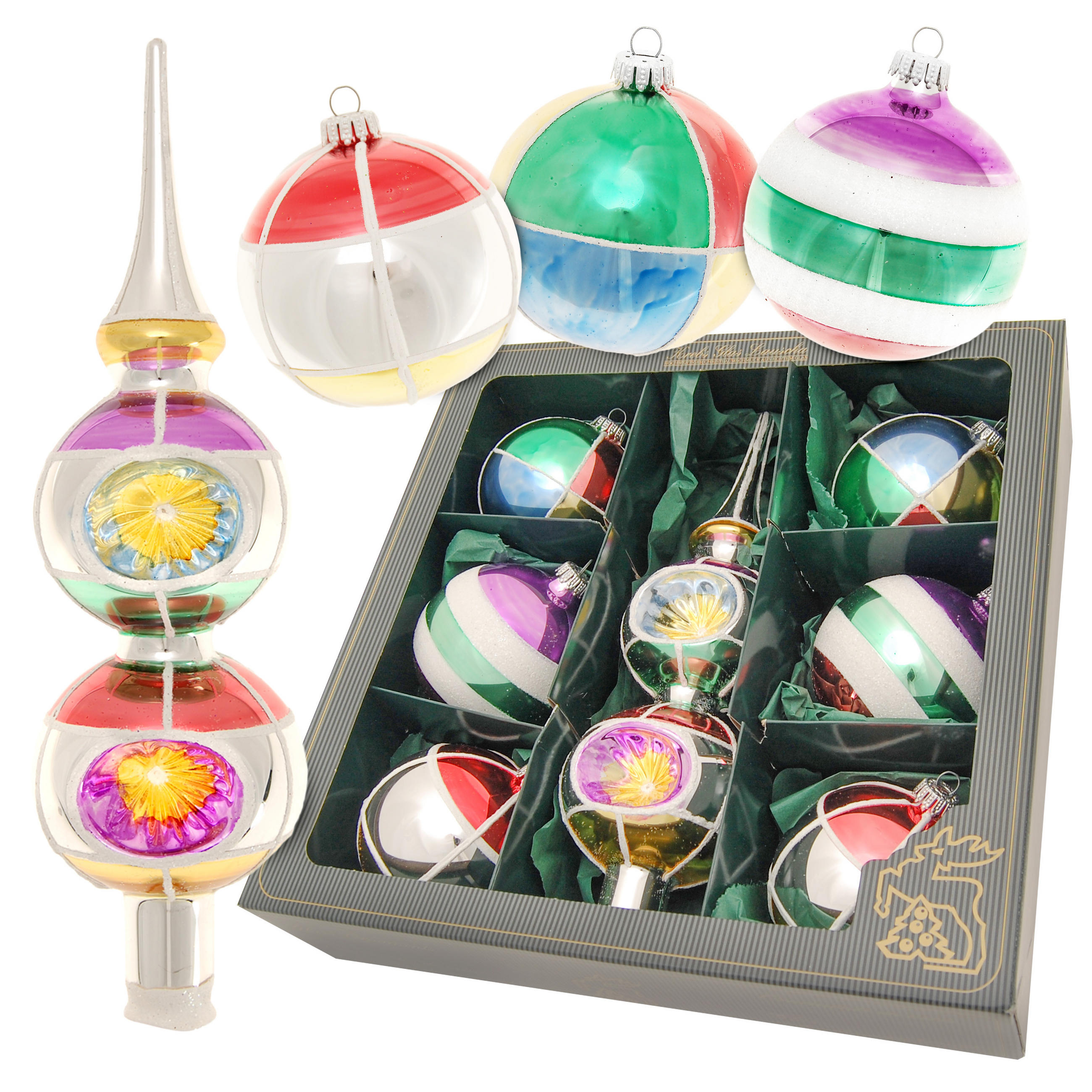 Krebs Glas Lauscha Christbaumkugeln Mehrfarbig 8x26x8 cm
