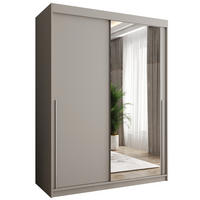 SCHIEBETÜRENSCHRANK mit Spiegel 150 cm Breite Kaschmir mit silbernem Griff - Kaschmir/Silberfarben, Holzwerkstoff (250/200/62cm) - Home Collective
