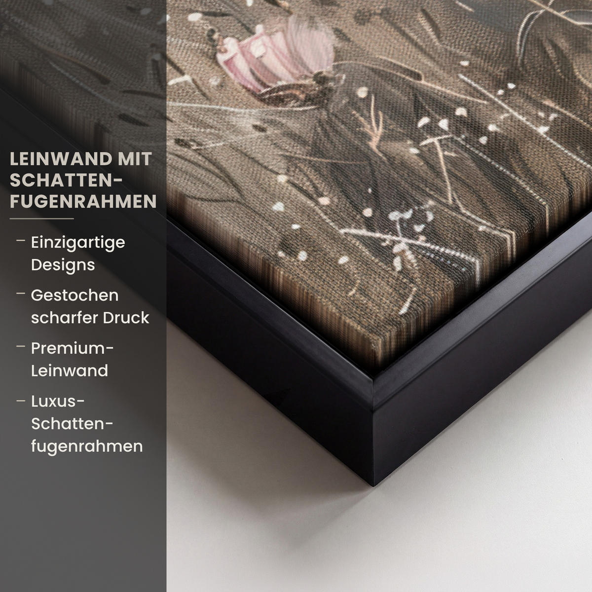 LEINWAND Bilder mit Rahmen - Blumen - Rosa - Modern - Beige - 60x40 - Beige, Textil (60/40cm) - MuchoWow