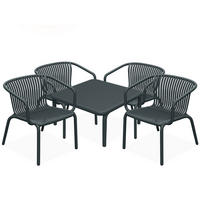 GARTEN ESSGRUPPE FICCARI, Gartenmöbel-Set 5-tlg, Anthrazit - Anthrazit, Kunststoff - KONSIMO®