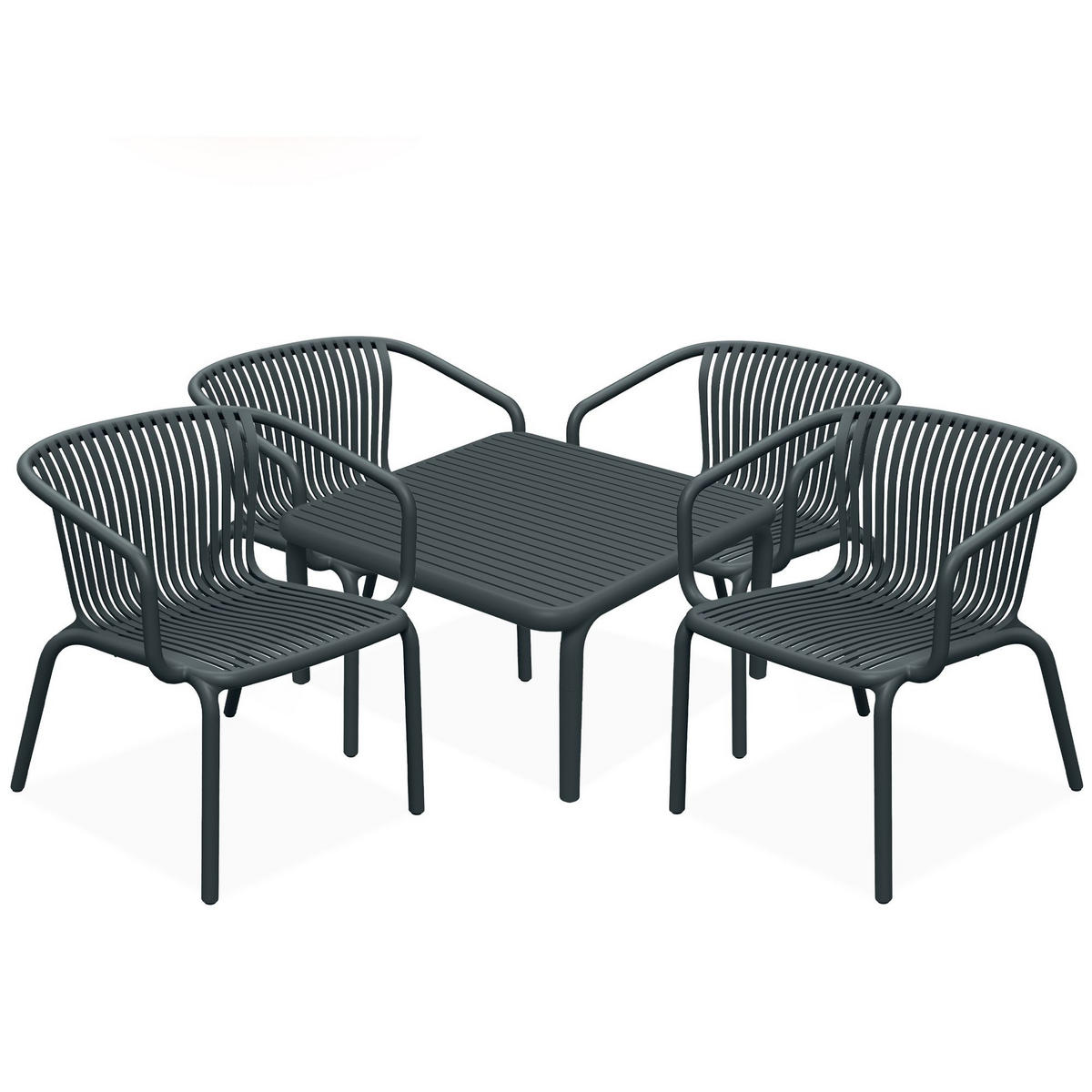 GARTEN ESSGRUPPE FICCARI, Gartenmöbel-Set 5-tlg, Anthrazit - Anthrazit, Kunststoff - KONSIMO®